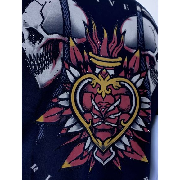 AFFLICTION Men's T-Shirt S/S DEATH FLAME TEE Black - Picture 10 of 12